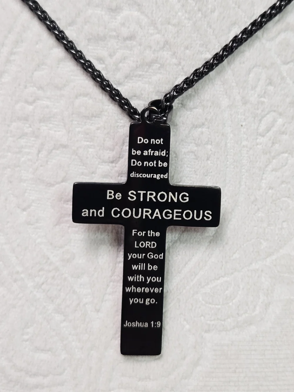 American Flag Cross Necklace Black Stainless Steel Patriotic Courageous Pendant